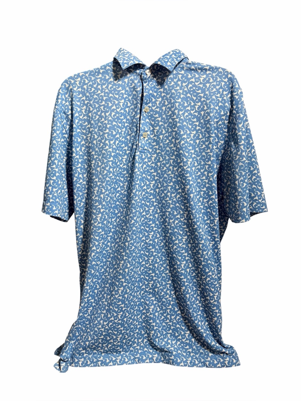 Johnnie-O Short Sleeve Dev Golf Polo Blue White Size Medium - Picture 2 of 5